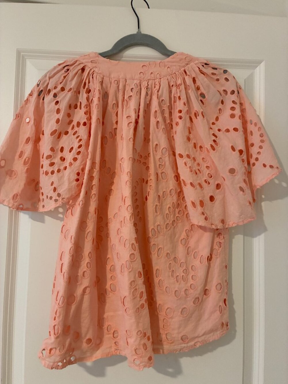 Tuckernuck Pink Salt Eyelet Finley Flutter Sleeve Top XXS - Picture 4 of 4